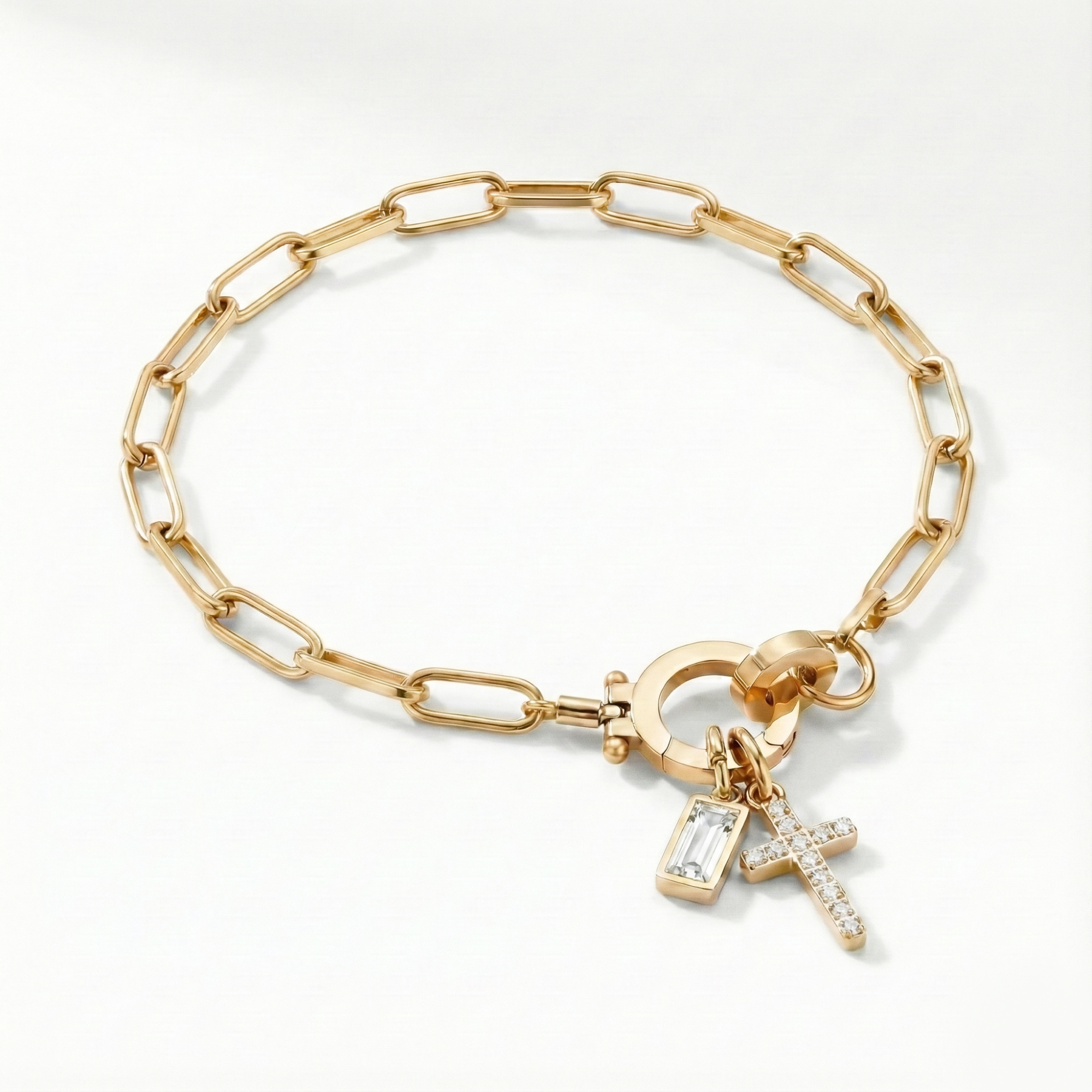 AX Büroklammer-Geburtsstein-Kreuzanhänger-Armband