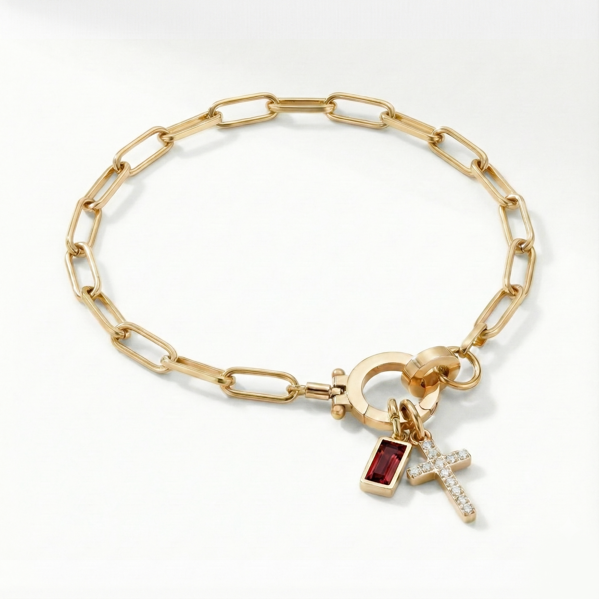 AX Büroklammer-Geburtsstein-Kreuzanhänger-Armband