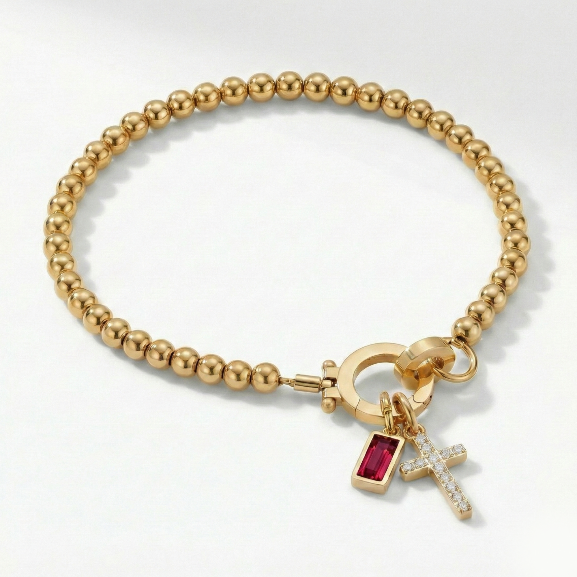 AX Perlen-Geburtsstein-Kreuzanhänger-Armband