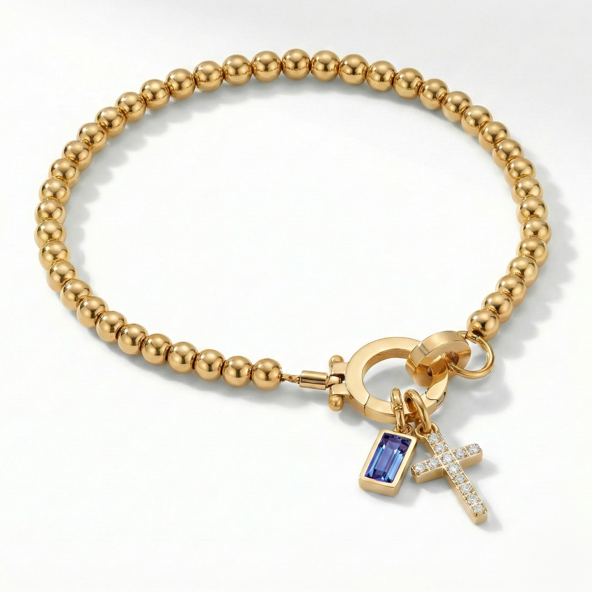 AX Perlen-Geburtsstein-Kreuzanhänger-Armband