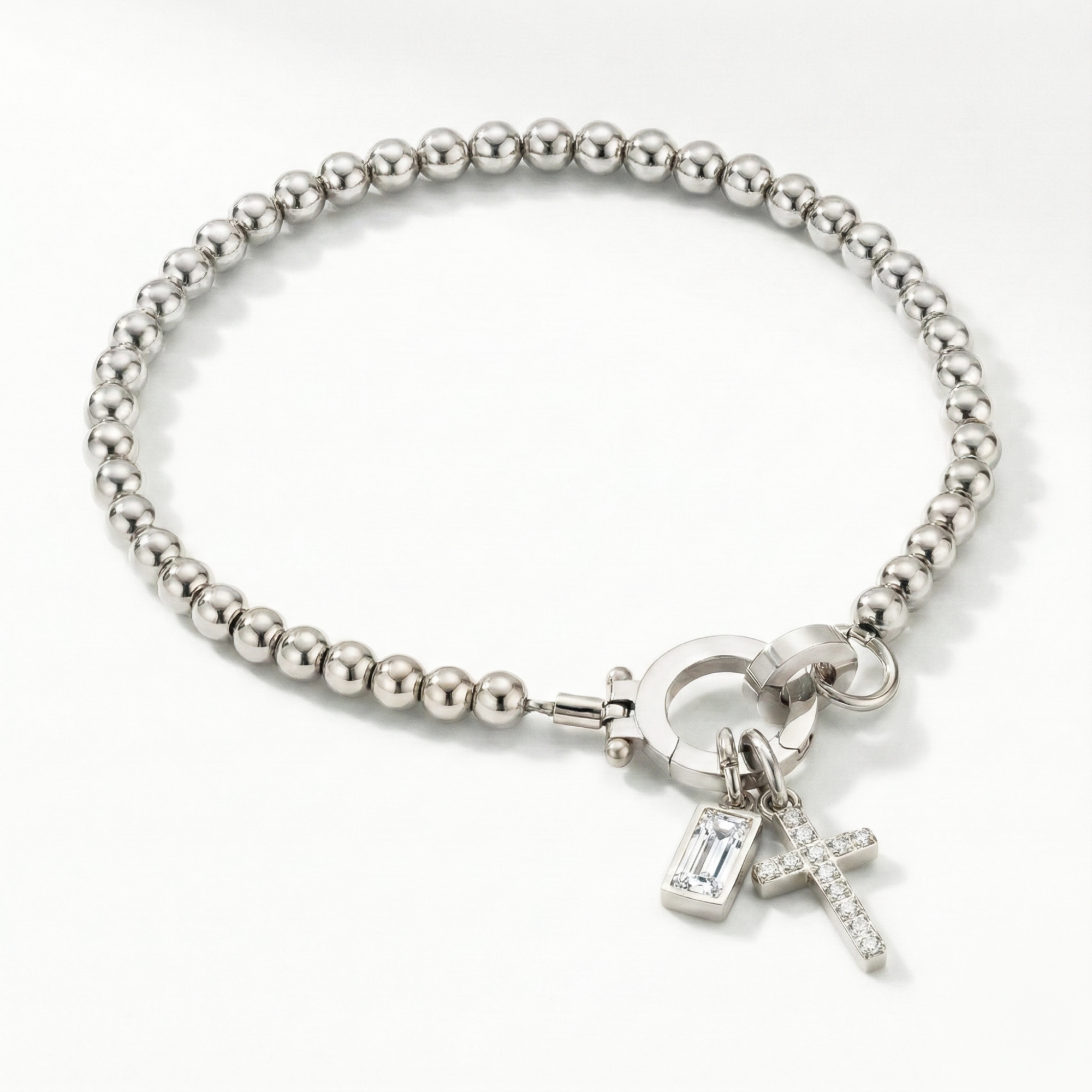 AX Perlen-Geburtsstein-Kreuzanhänger-Armband