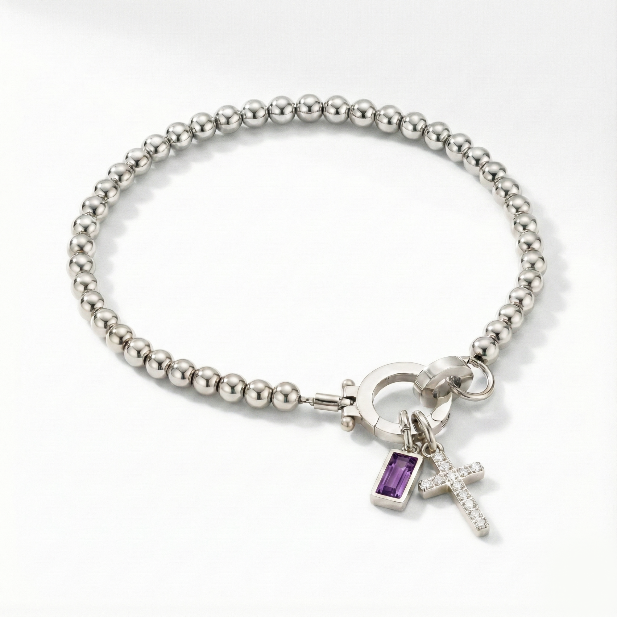 AX Perlen-Geburtsstein-Kreuzanhänger-Armband