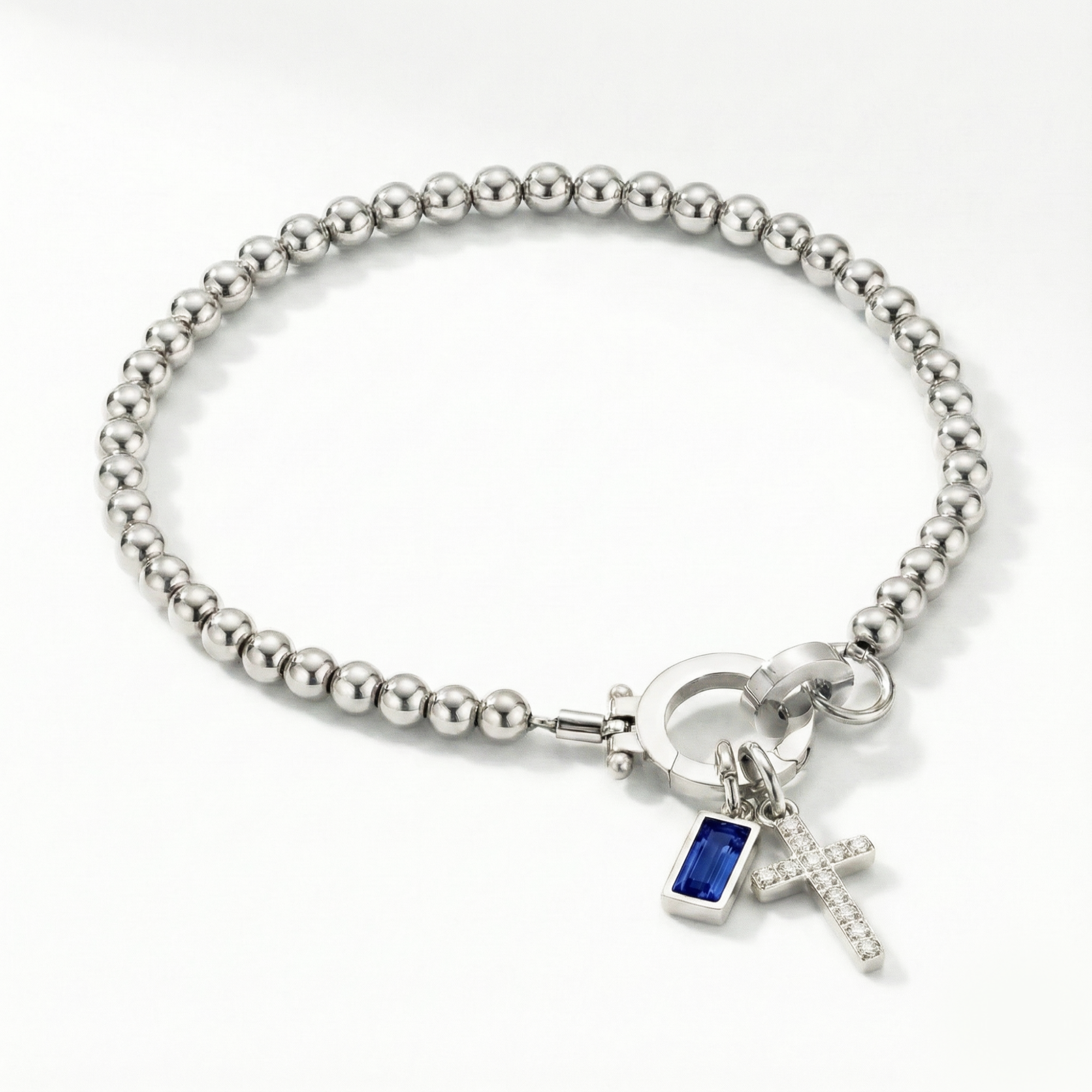 AX Perlen-Geburtsstein-Kreuzanhänger-Armband