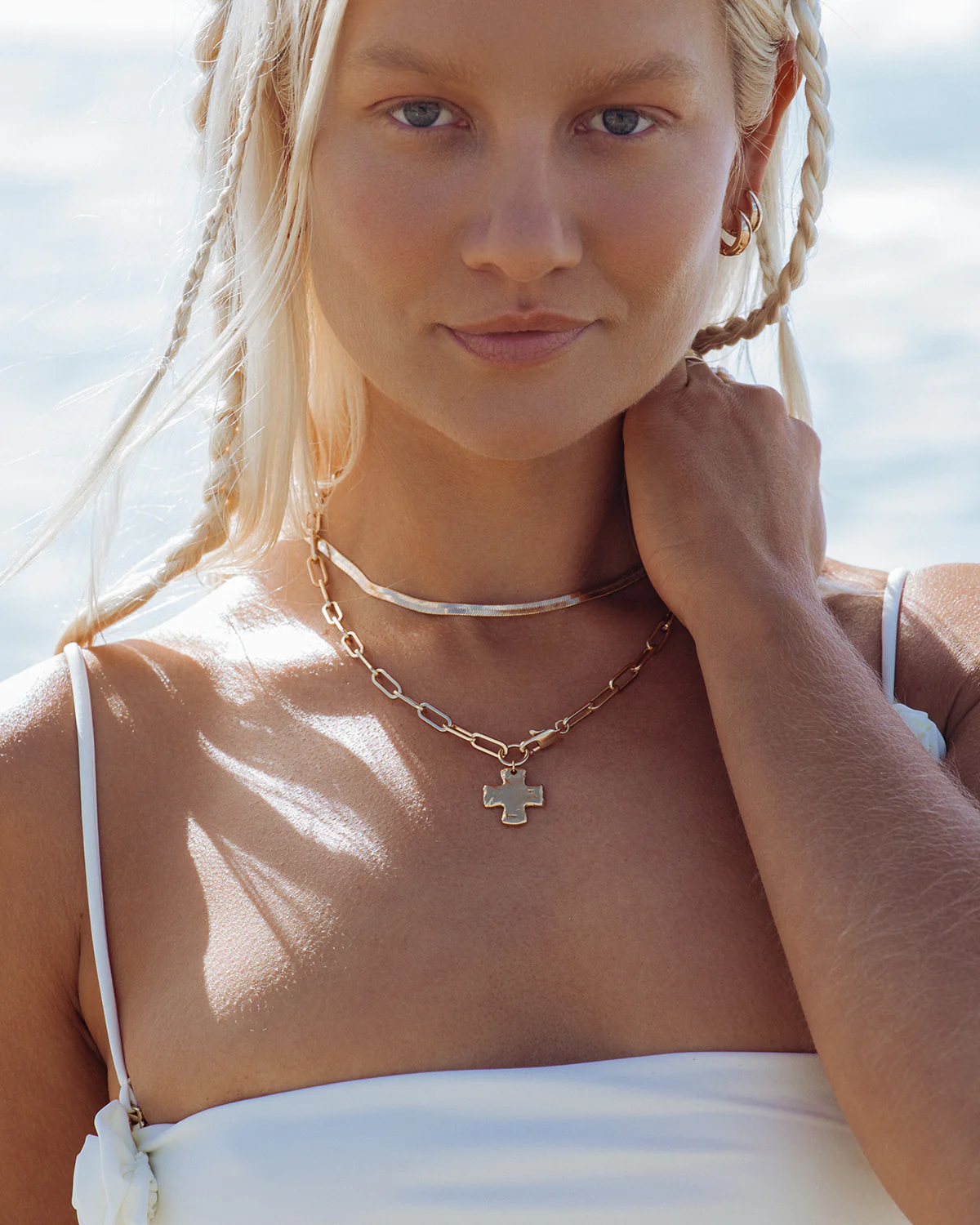 Massive Kreuz-Ketten-Halskette